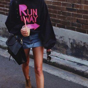 Karen Walker Cropped Balloon Sleeve Sweatshirt - US 6/UK 10